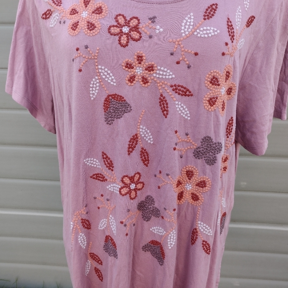 LOGO by Lori Goldstein Women Tunic Size 2x Embroidered Pockets Boho Relaxed - Picture 3 of 9